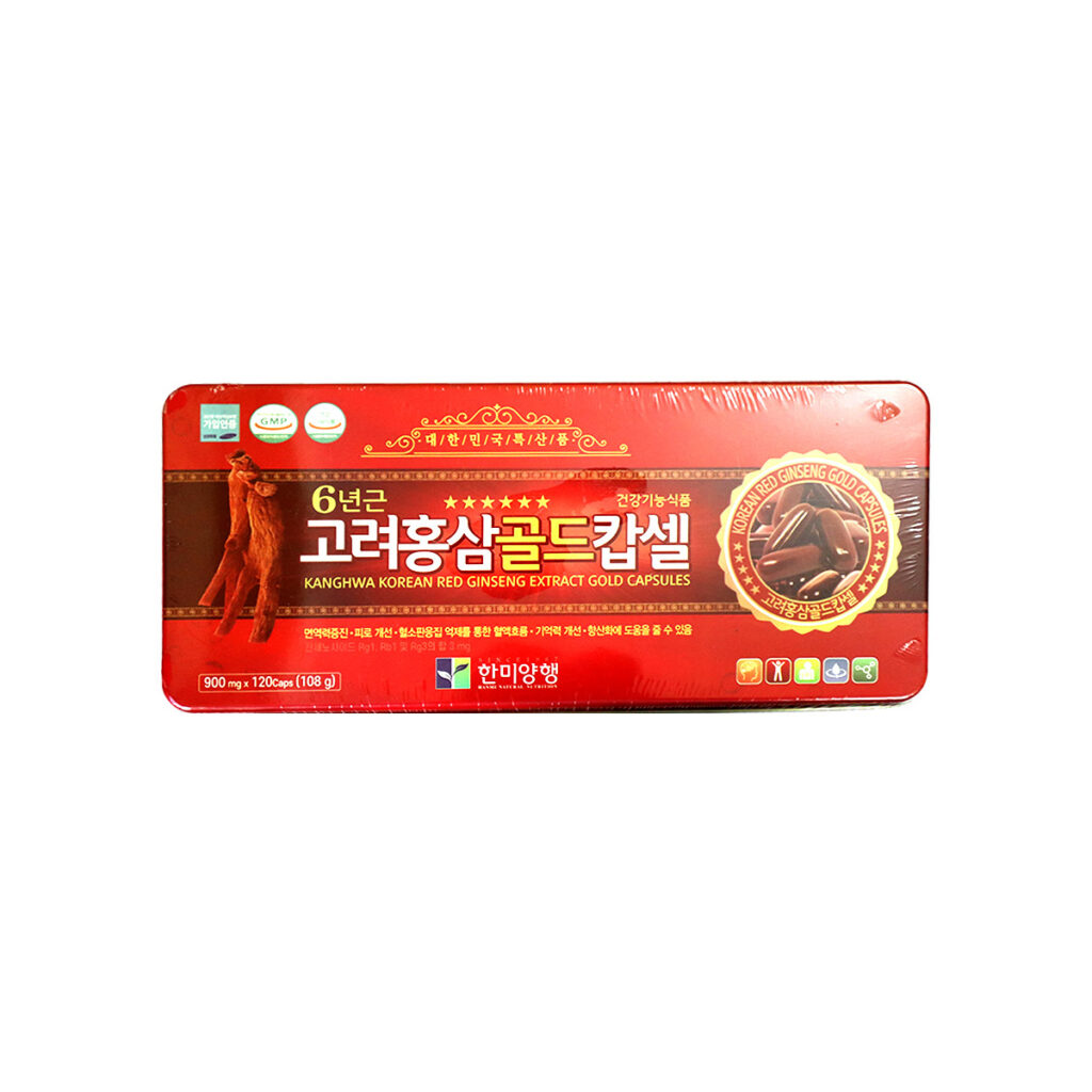 Korean Red Ginseng Gold Capsules 120Caps - Red Boxed