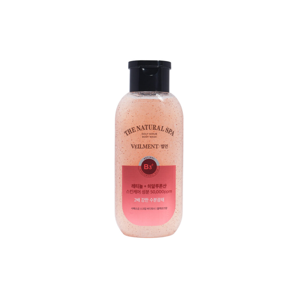 on the body Veilment Natural Spa Dead Sea Salt Scrub Body Wash Black Rose Scent 200 ml
