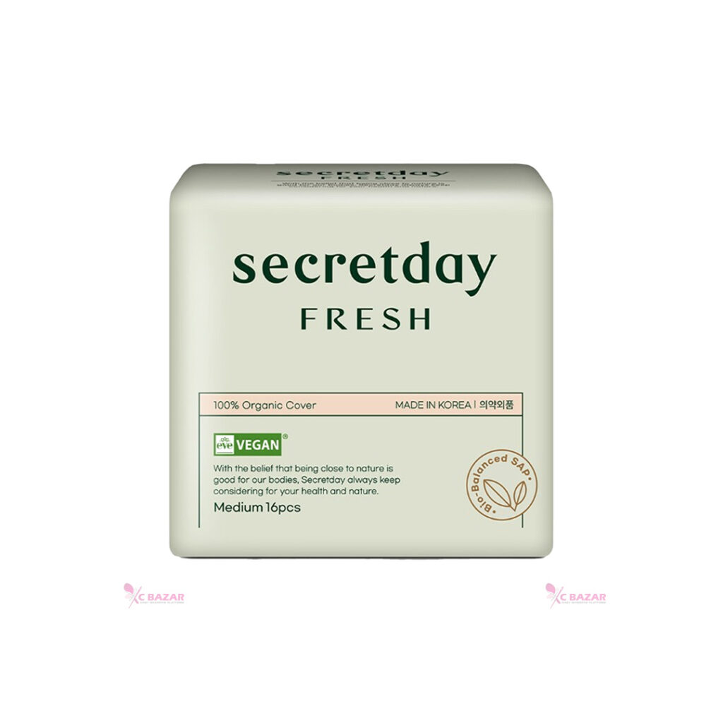Secretday Vegan Certified Organic Fresh Sanitary Pads Medium 16P