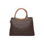 Made in Korea Premium Pattern Women Handbag With Metal Handle + ( Dark Brown Colour )