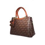 Made in Korea Premium Pattern Women Handbag With Metal Handle + ( Dark Brown Colour )
