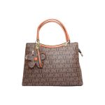 Made in Korea Premium Pattern Women Handbag With Metal Handle + ( Dark Brown Colour )