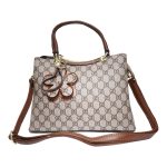 Made in Korea Premium Pattern Women Handbag With Metal Handle + ( Off - White Colour )