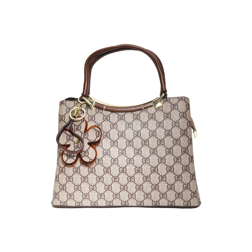 Made in Korea Premium Pattern Women Handbag With Metal Handle + ( Off - White Colour )