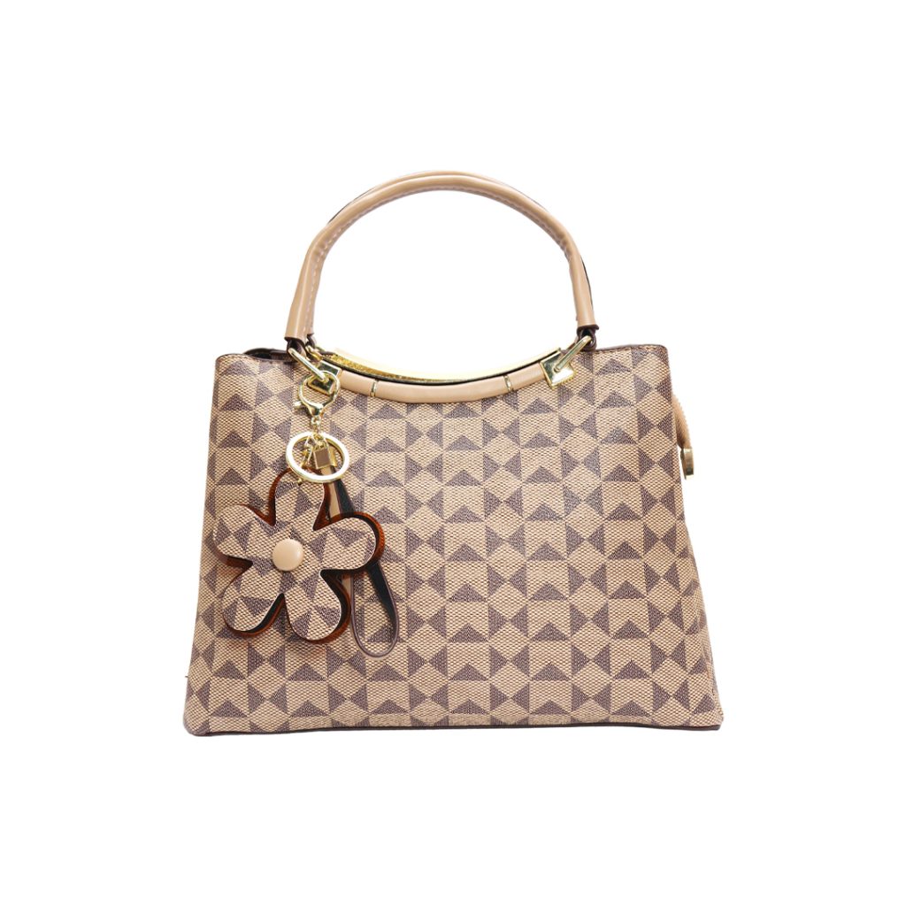 Made in Korea Premium Pattern Women Handbag With Metal Handle+ ( brown Colour )