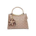 Made in Korea Premium Pattern Women Handbag With Metal Handle+ ( brown Colour )