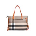 Women Check Pattern Large Tote Shoulder Bag + ( Dark Birch Brown Colour ) - Image 2