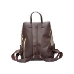 Women Check Pattern Leather Backpack Bag - Image 2