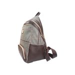 Women Check Pattern Leather Backpack Bag - Image 3
