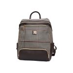 Women Check Pattern Leather Backpack Bag