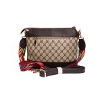 Made in Korea Women Crossbody Shoulder Bag With Color Strap + ( Chocolate Colour )