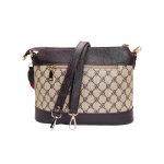 Made in Korea Women Crossbody Shoulder Bag With Color Strap + ( Chocolate Colour )