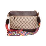 Made in Korea Women Crossbody Shoulder Bag With Color Strap + ( Chocolate Colour )