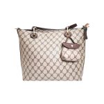 Made in Korea Women Monogram pattern Shoulder Tote Bag + ( Beige & Brown Colourn )