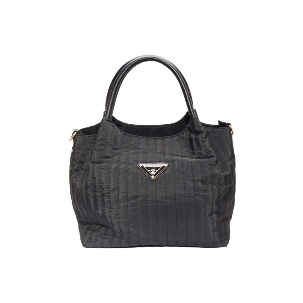 Made in Korea Women Quilted Handbag With Adjustable Shoulder Strap + ( black Colour )