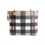 Women Check Pattern Shoulder Tote Bag With Mini Pouch +( Black & white Colour ) - Image 3