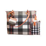 Women Check Pattern Shoulder Tote Bag With Mini Pouch +( Black & white Colour )